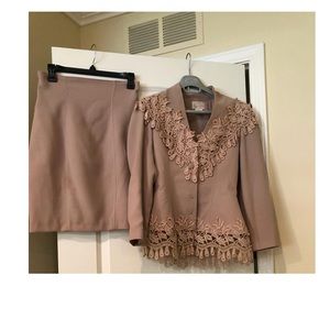 Maria Michele blush coat and skirt set